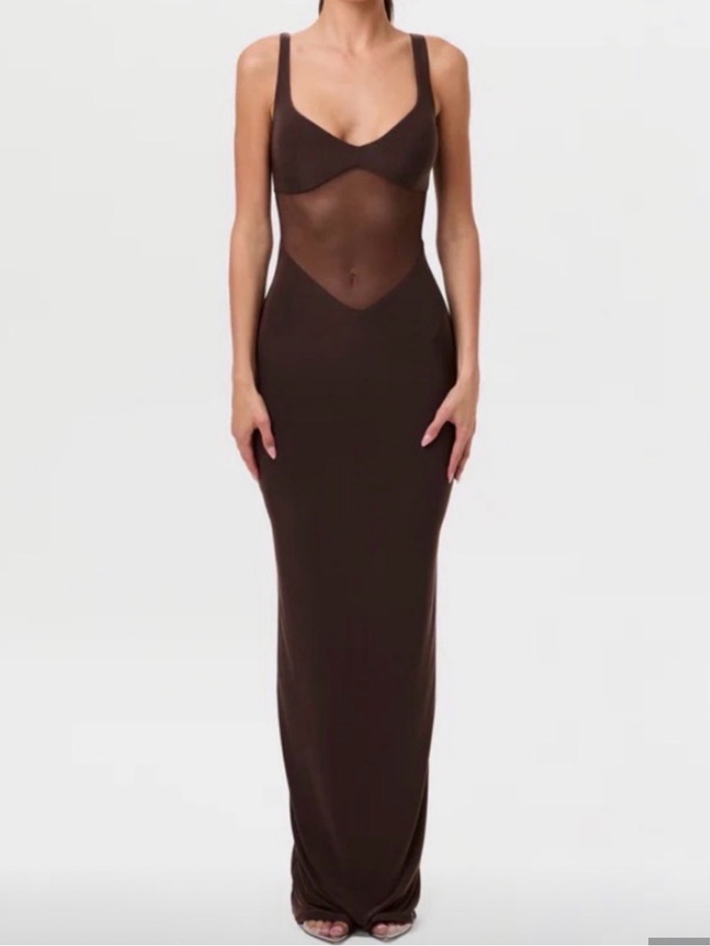 Naked Wardrobe Hourglass Mesh Contrast Dress - Picture 2 of 4